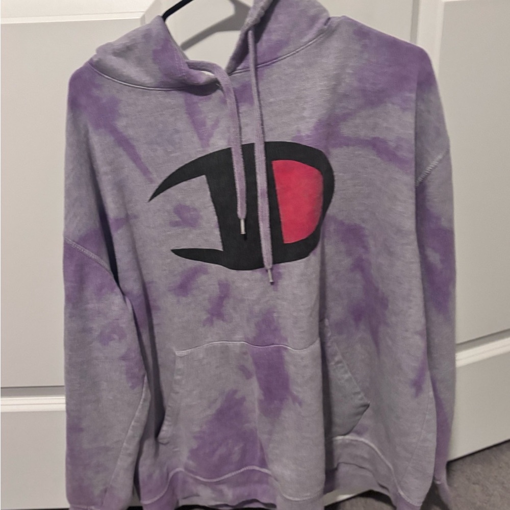 Champion Purple and Gray Tie-Dye Men's Hoodie